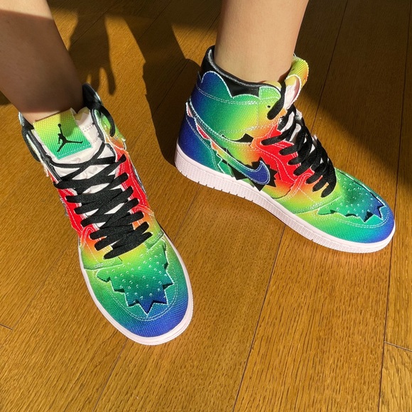 J. Balvin x Air Jordan 1 Retro OG High 'Colores Y Vibras' Sneakers size US M 8.5 - Picture 4 of 14